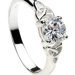 Silver cz trinity knot ring