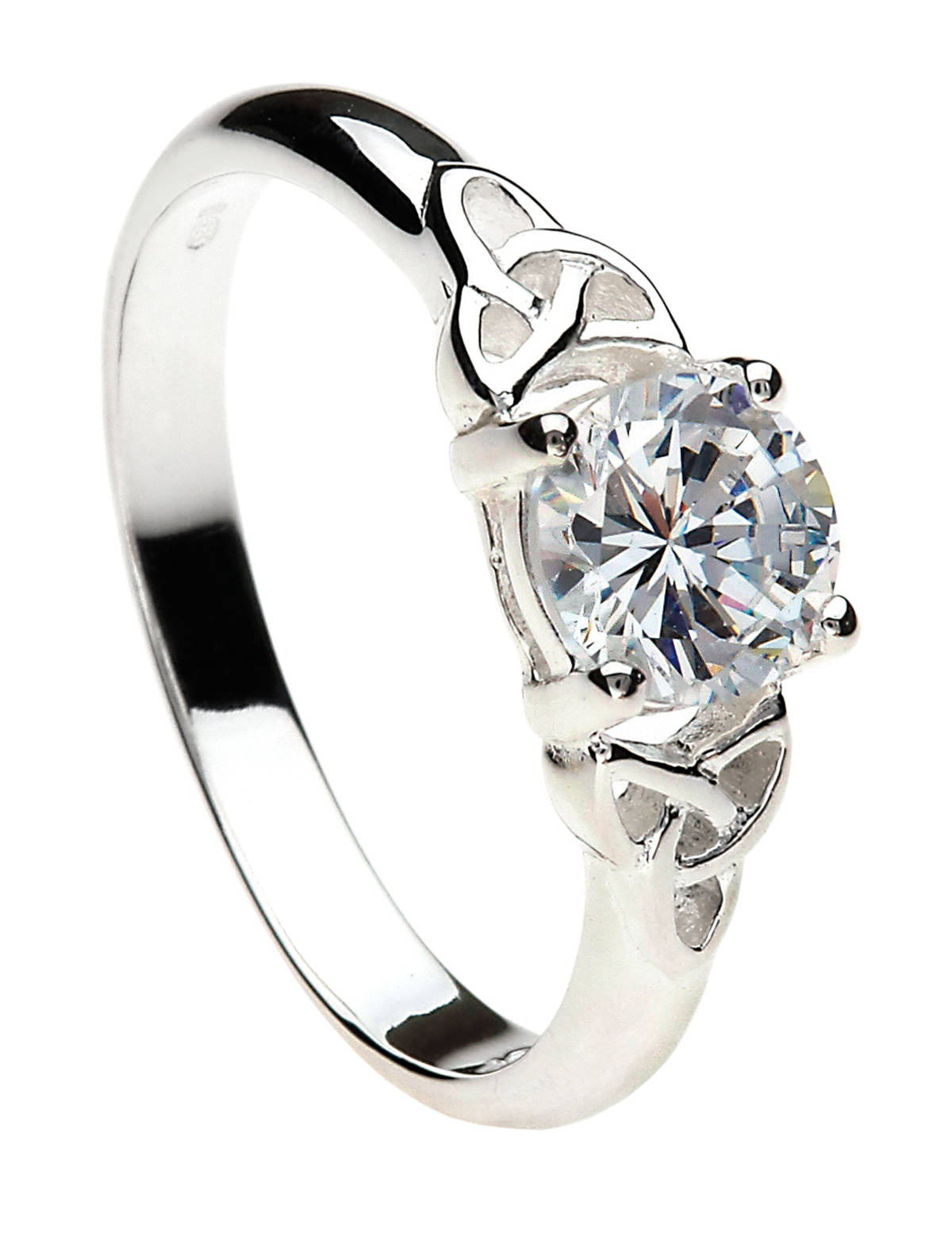 Silver CZ trinity knot ring