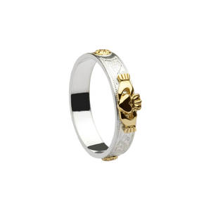 Silver Claddagh Band With Gold Boss