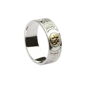 Silver Arda inspired ring with 14 carat shield 