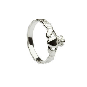 Silver maiden's braided claddagh traditional ring