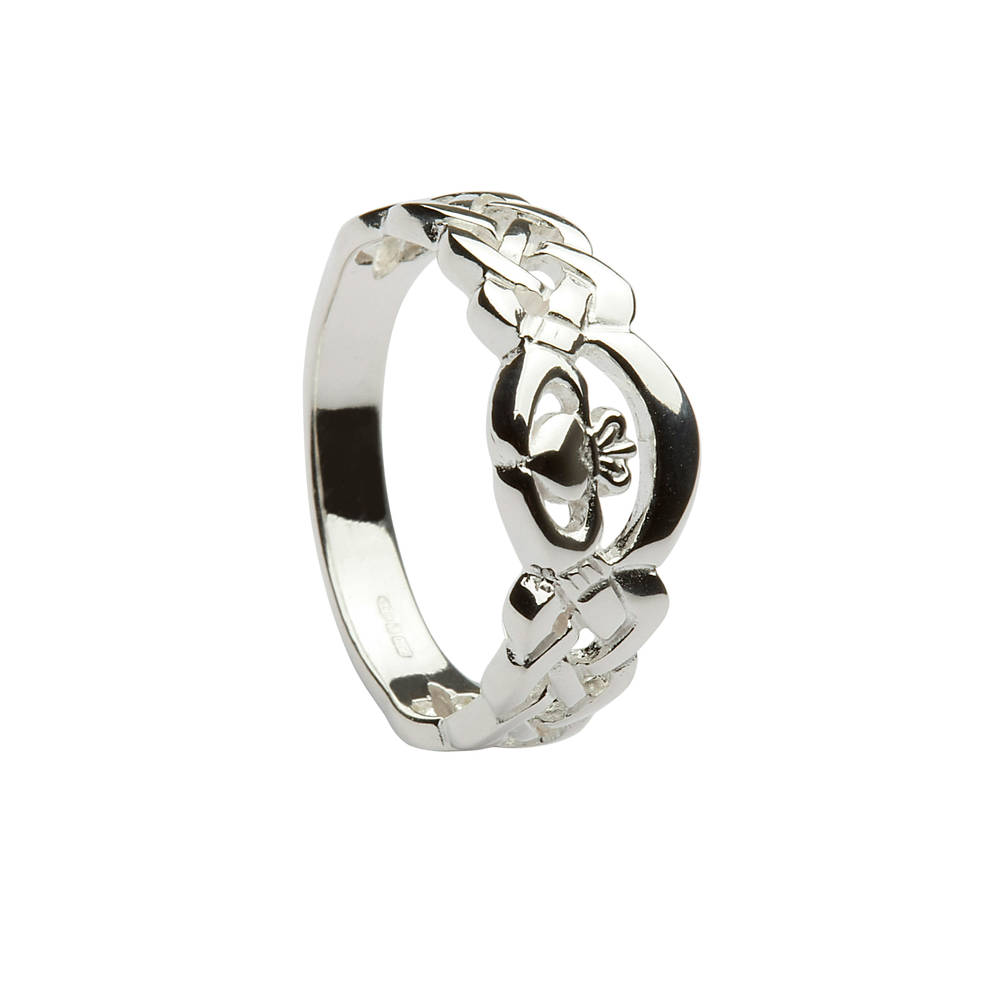 Silver NUA celtic claddagh ring.