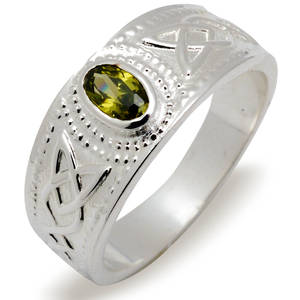 Silver ladies contemporary stone set ring