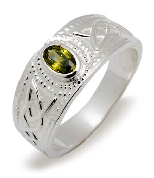 Silver ladies contemporary stone set ring