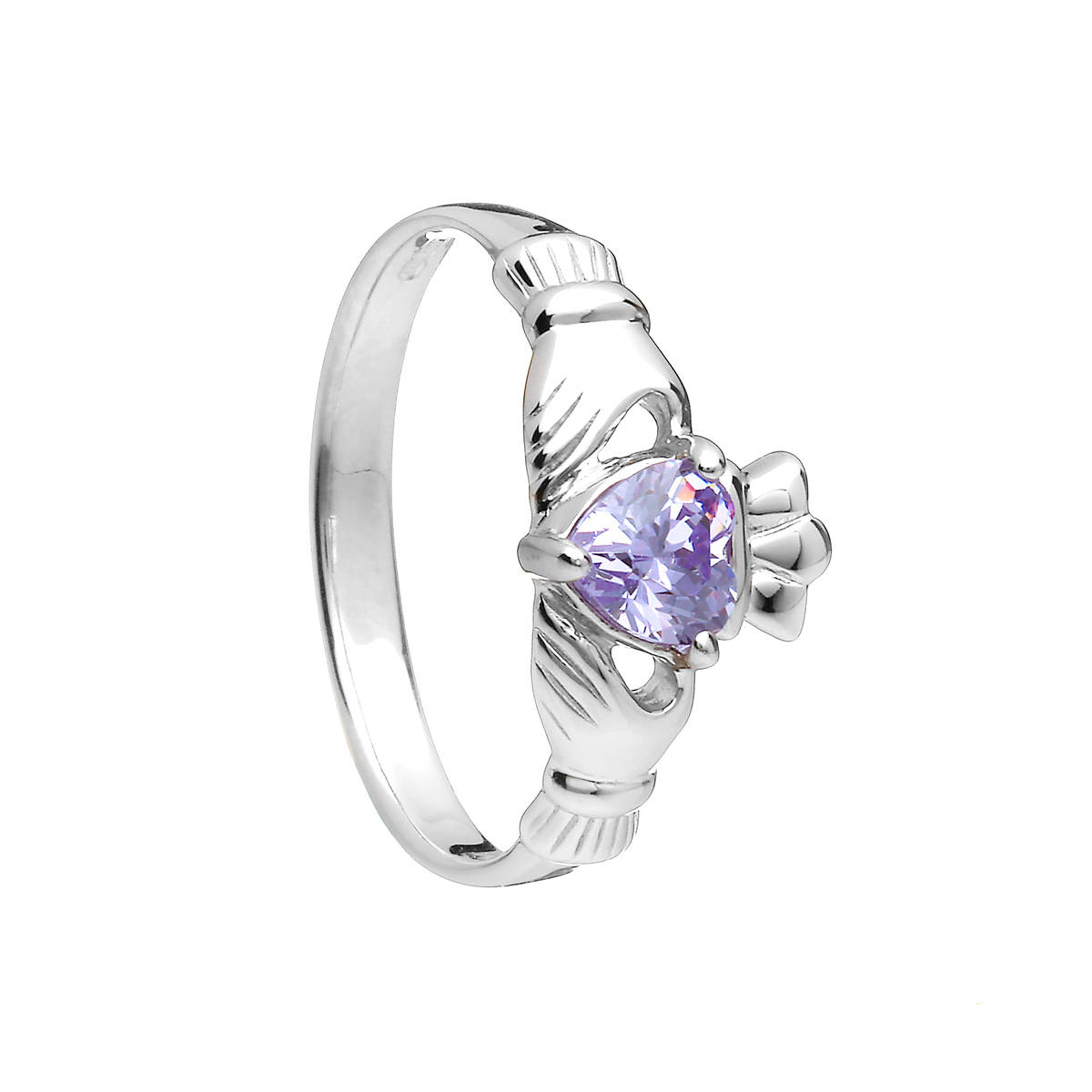 Sterling Silver Classic June Birthstone Claddagh Ring