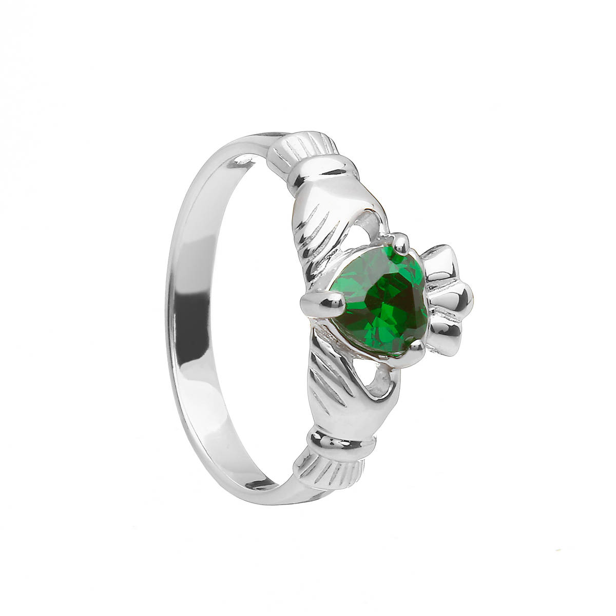 Sterling Silver Classic May Birthstone Claddagh Ring