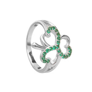 Silver Shamrock Cz Ring