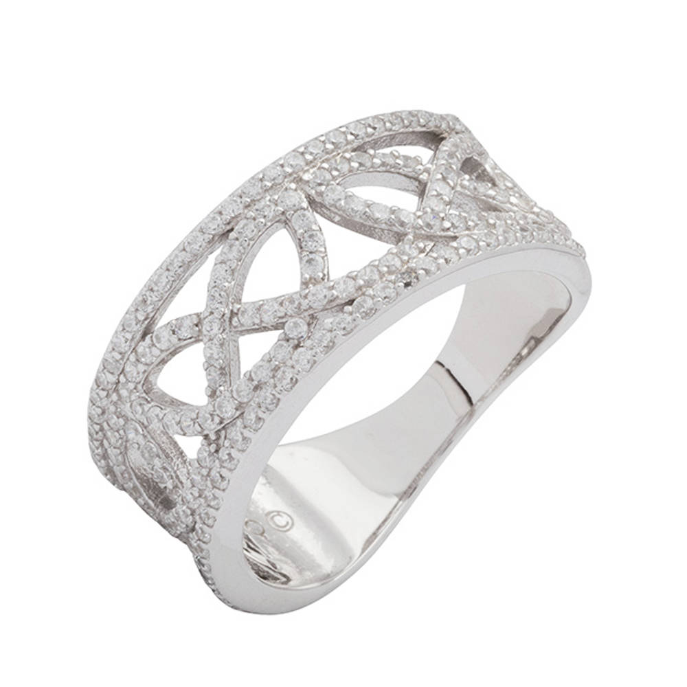 Silver Cz Love Knot Celtic Ring