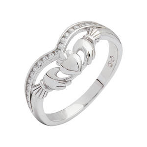 Silver Cz Claddagh Ring 9mm