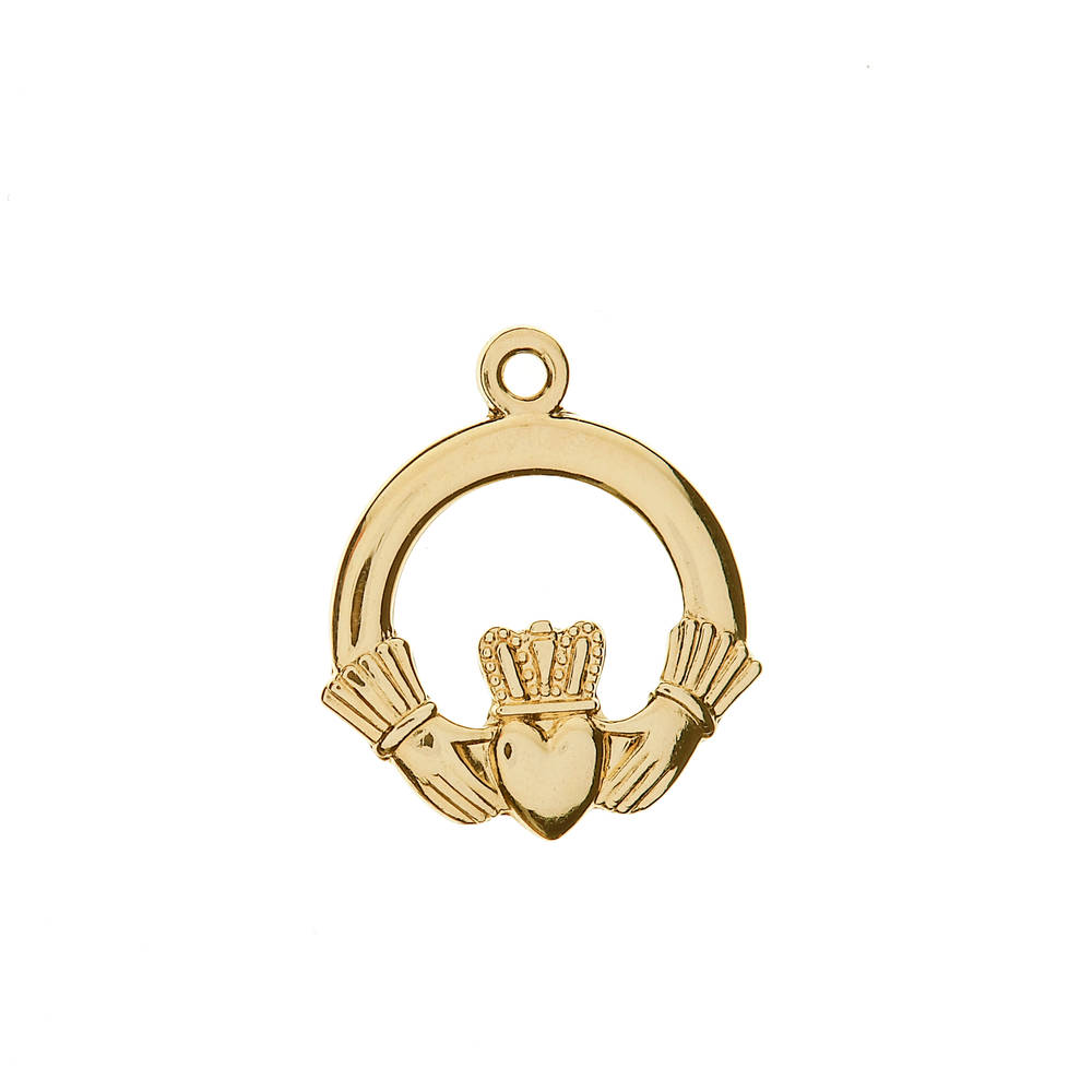 10 carat yellow gold Claddagh charm(no chain)This loose charm is available also in white gold and in rose gold.You can state your preference in the comment box at checkout.