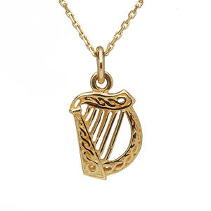 Gold Small Irish Harp Charm