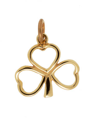 10 carat yellow gold open shamrock charm