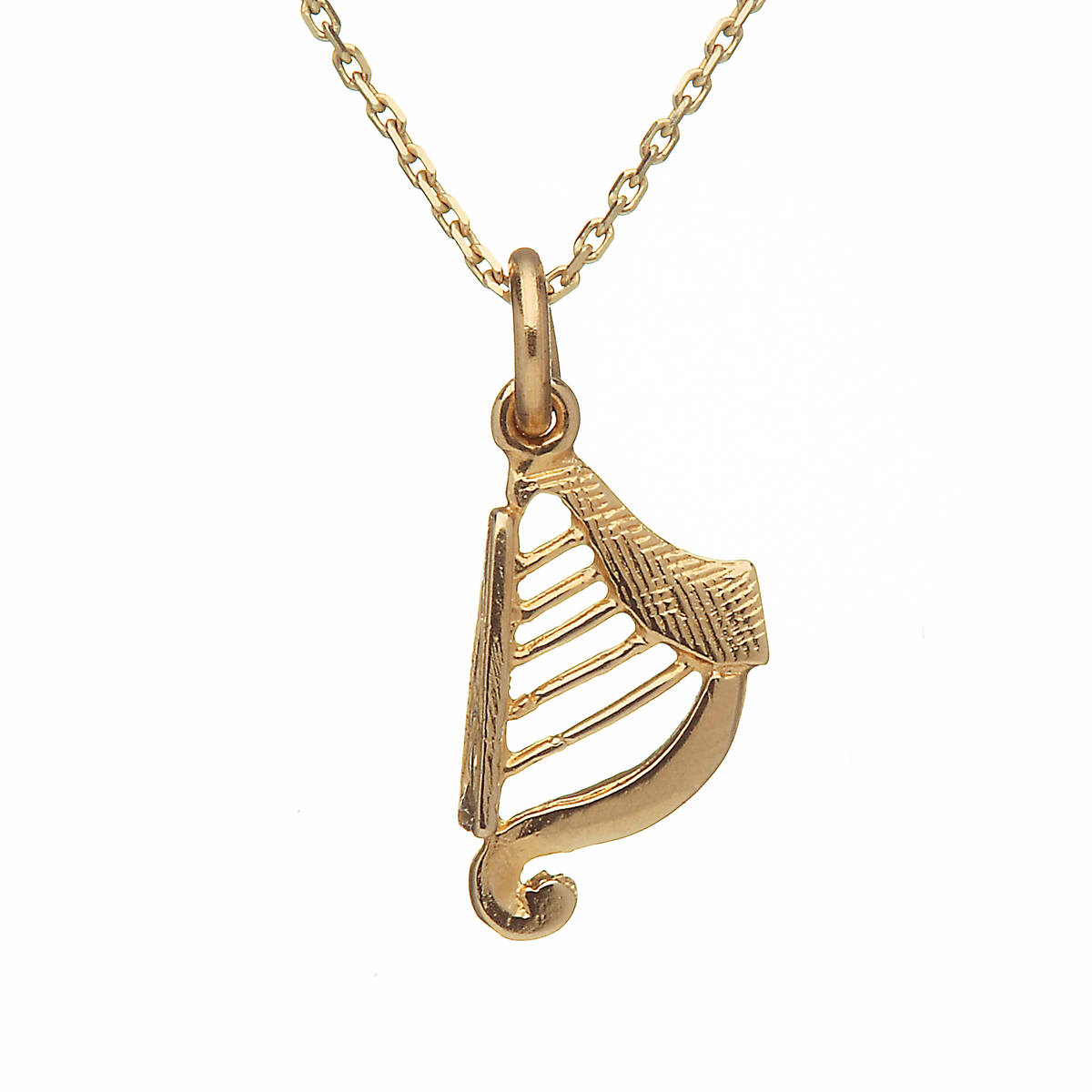 10 carat yellow gold small Irish Harp (no chain) with celtic detail.