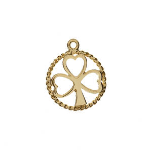 10 carat yellow gold open shamrock charm