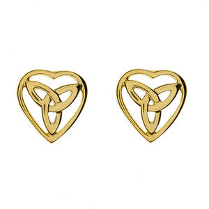 10 carat yellow gold trinity knot stud earrings