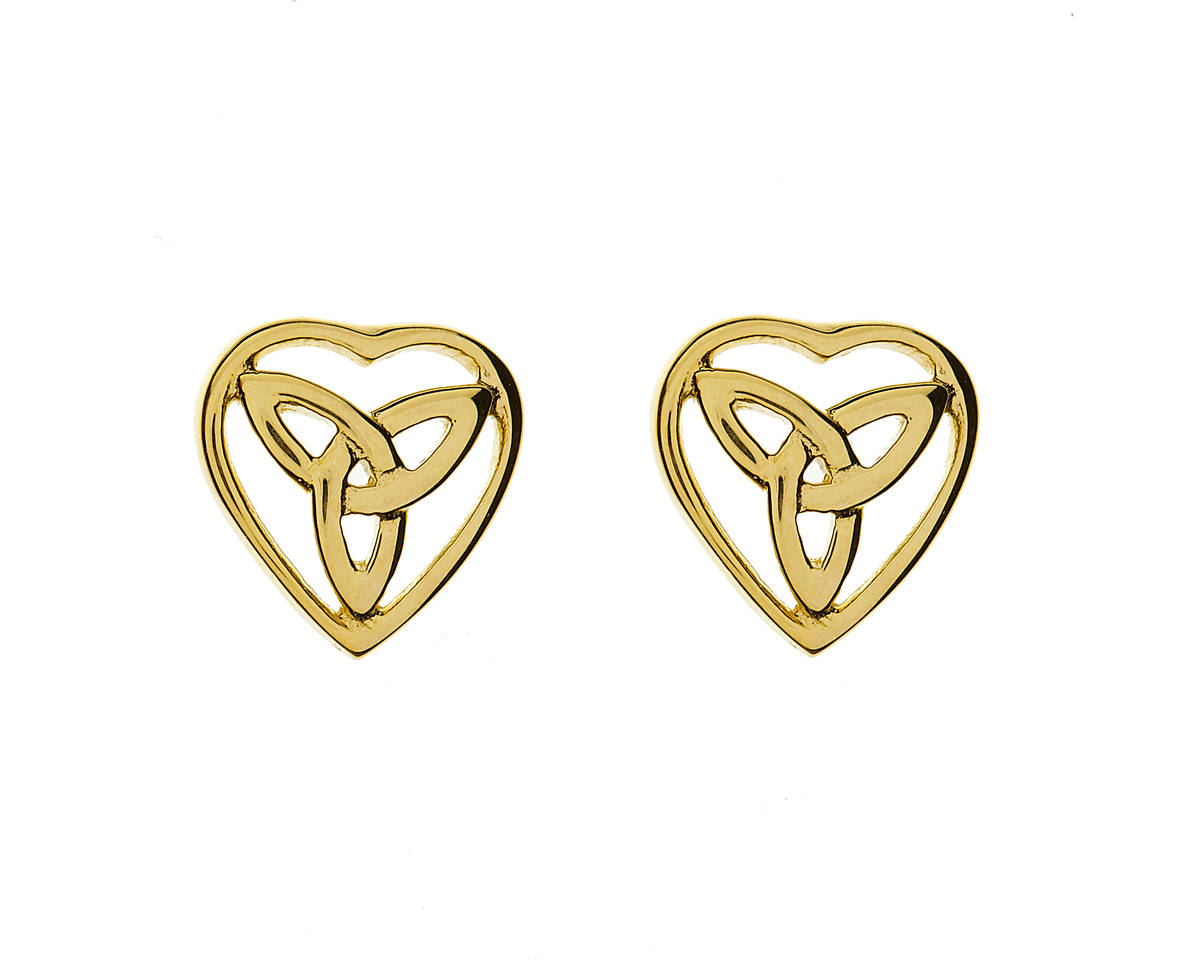 a delightful pair of 10 carat yellow gold trinity knot stud earrings,a' must-have'