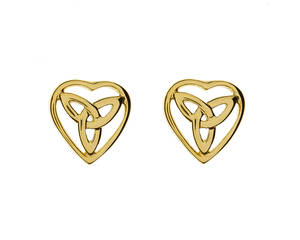 10 carat yellow gold trinity knot stud earrings