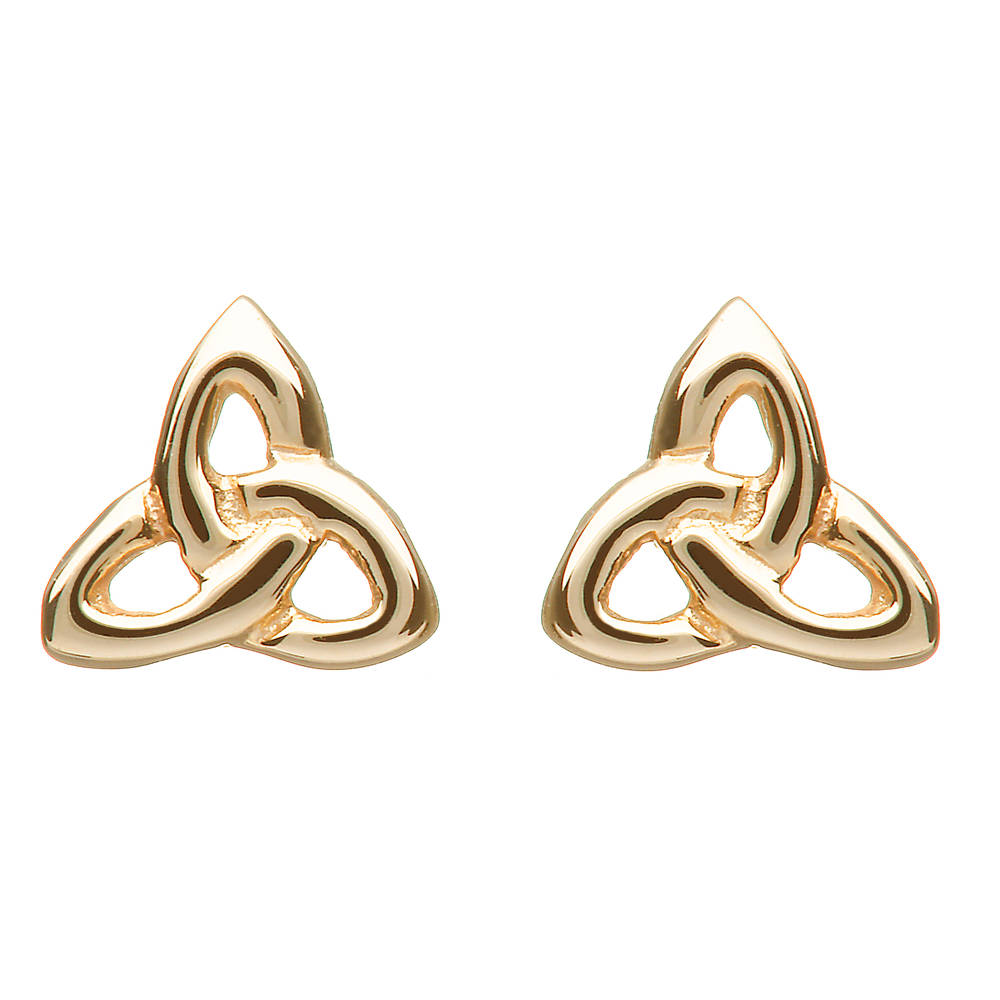 Beautiful10 carat yellow&nbsp;gold traditional eternal trinity knot stud earrings.