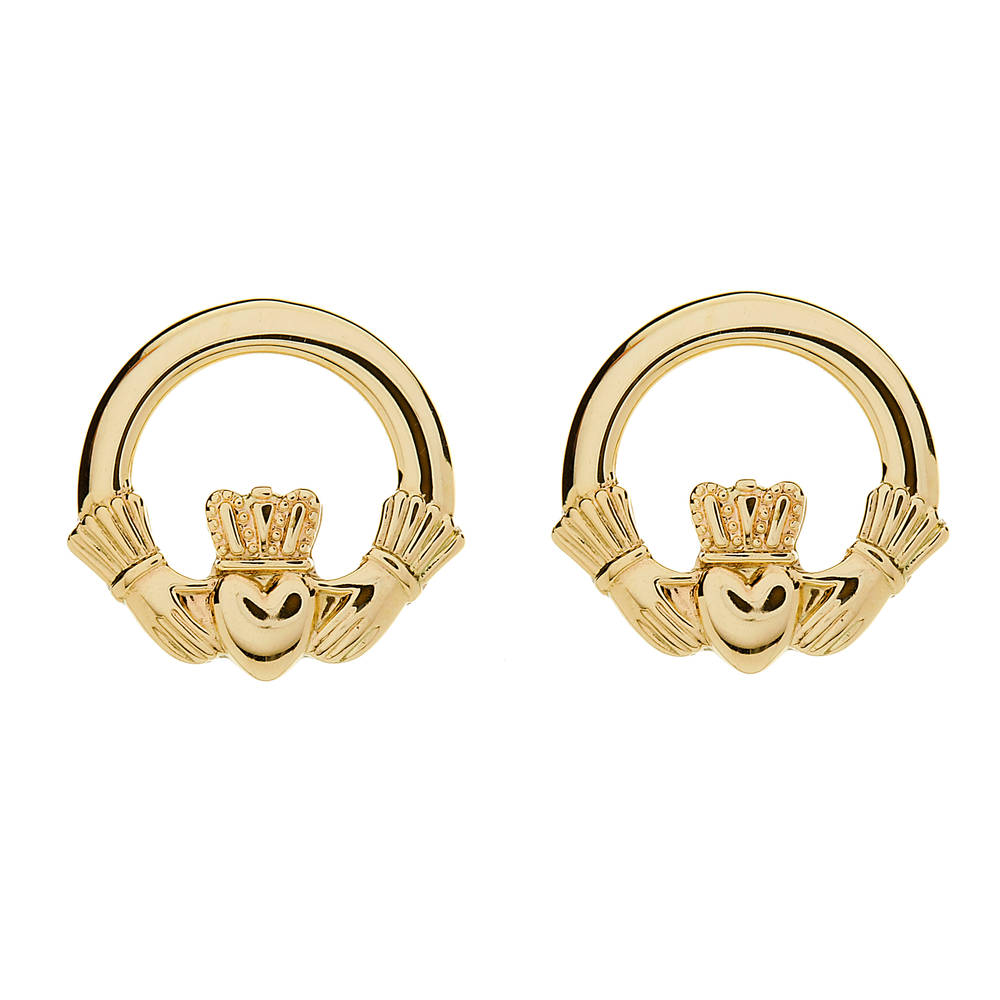 10ct Gold Claddagh Stud Earring
10 carat yellow gold medium classic claddagh stud earrings-A Conversation Stopper!!