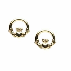 10carat yellow gold claddagh stud earrings
