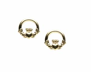 10carat yellow gold claddagh stud earrings