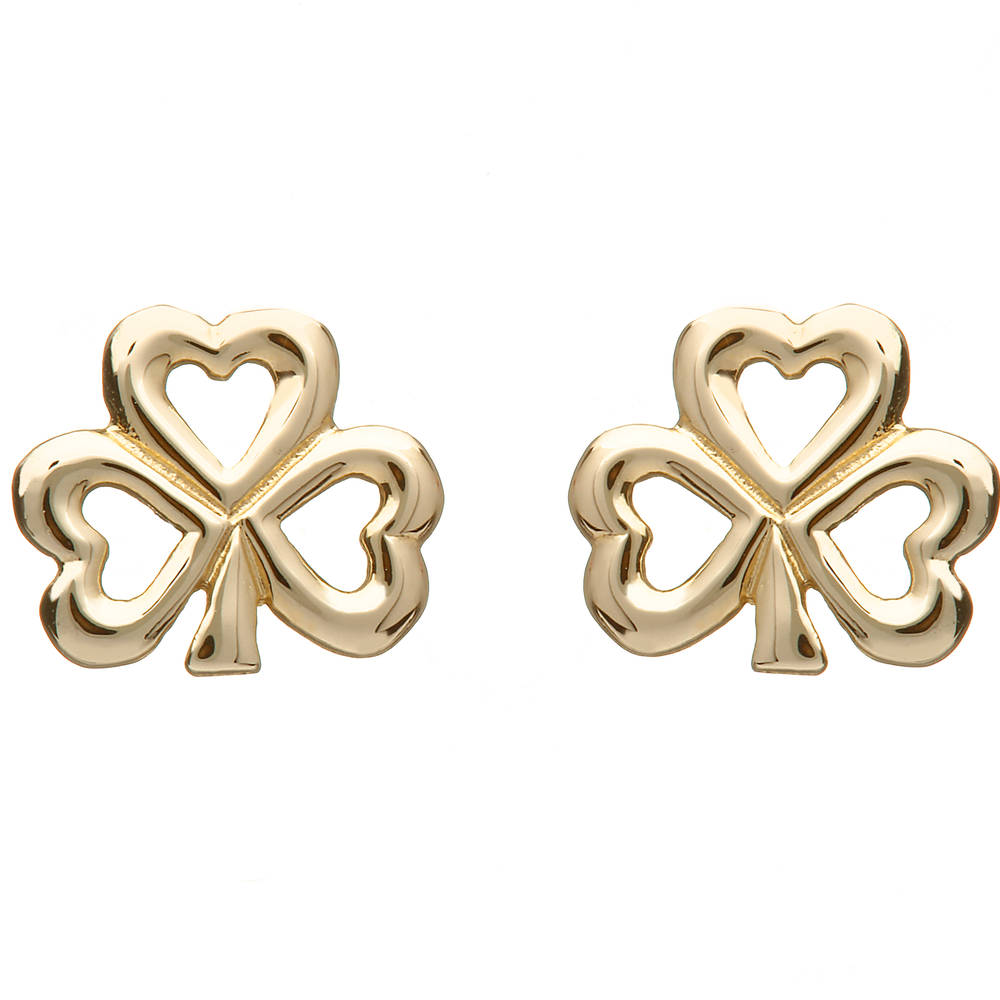 10ct Gold Open Shamrock Earrings