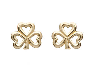 10ct Gold Open Shamrock Stud Earrings