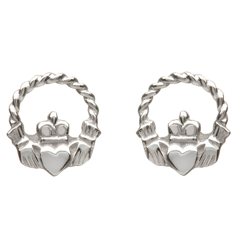 10 carat White Gold Small Twist Wire Clad Stud Earrings Boxed
