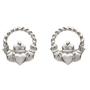 White Gold Small Claddagh Earrings