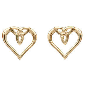 10 carat yellow gold celtic heart earrings