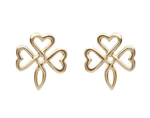 10 carat yellow gold shamrock earrings