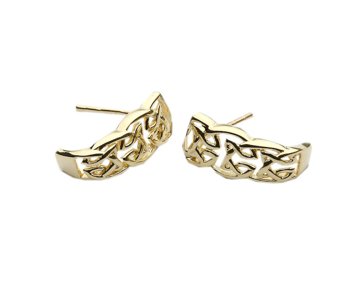 10ct Gold Square Trinity Knot Design Stud Earrings