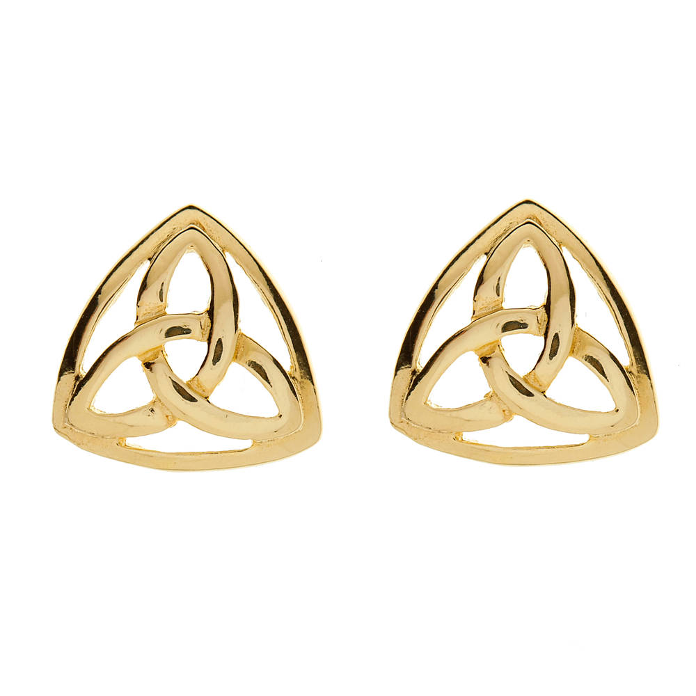 10 carat yellow gold trinity knot earrings in a closed design-very stylish.