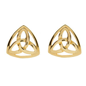 10 carat yellow gold heavy enclosed trinity knot stud earrings