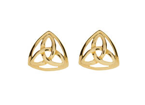 10 carat yellow gold heavy enclosed trinity knot stud earrings