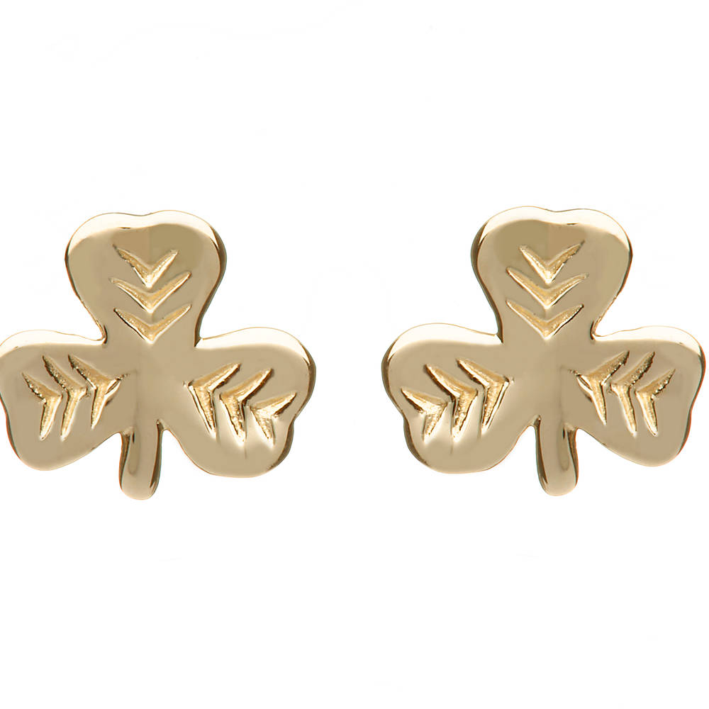 a beautifully presented natural looking 10 carat pair of shamrock earrings.