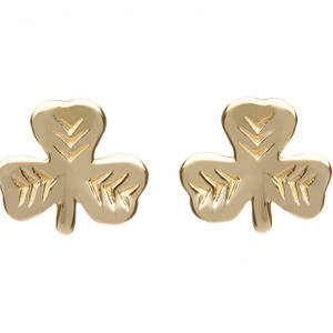 10 carat yellow gold shamrock stud earrings