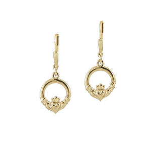 10 carat Yellow Drop Claddagh Earrings
