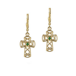 Yellow Gold Celtic Cross Earrings