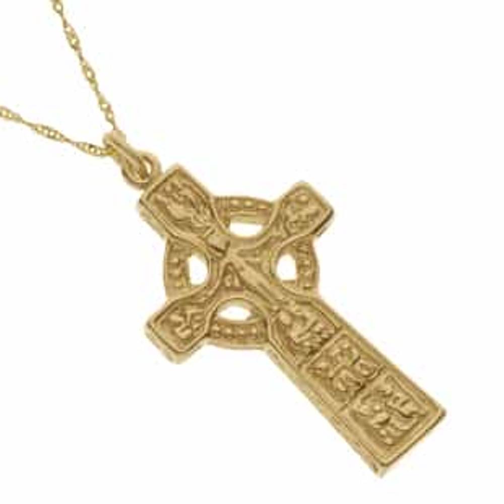 10 carat yellow gold heavy Duleek Celtic cross pendant