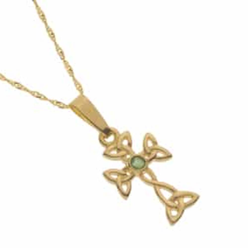 10 carat yellow gold Celtic knot cross with emerald