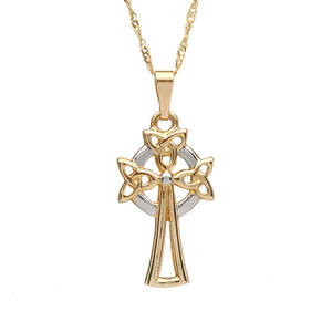 Gold Trinity Knot Celtic Cross Pendant