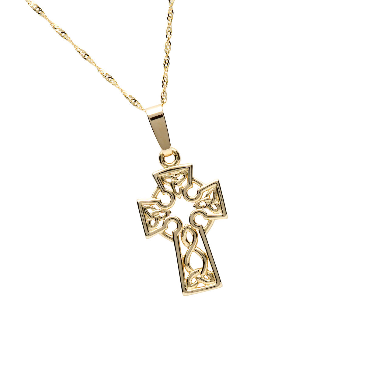 10 carat Yellow Gold Medium Open Celtic Cross On 18"" Chain 19mx13m"