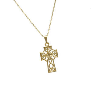 10carat yellow gold filigree celtic cross pendant.