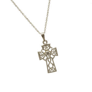 10 carat white gold filigree celtic cross pendant.