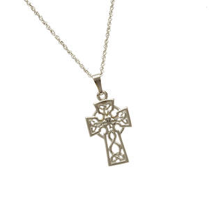 10 carat white gold filigree celtic cross pendant.