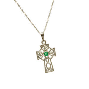 10 carat white gold filigree celtic cross pendant.