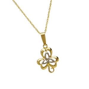 10 ct yellow gold/white gold trinity knot shamrock combination pendant.