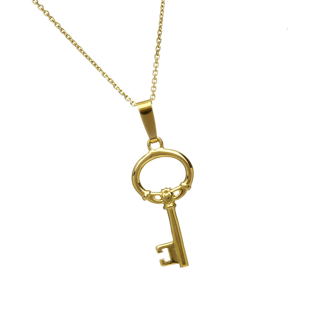 10 carat gold Claddagh key pendant.