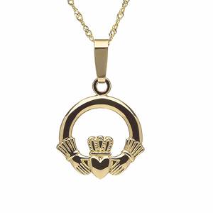 10 carat yellow gold classic Claddagh pendant